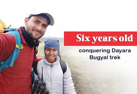 Six years old conquering Dayara Bugyal trek